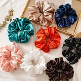 Hot Girls Super Wide Smooth Colorful Hair tie Hair Elastics Bands for Hair Large Satin Scrunchie Hair Accessories 2021 for Women