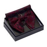 GUSLESON Ensemble de boutons de manchette et pochette pour homme, motif cachemire, bleu, rouge et jaune, avec boîte cadeau, cravate de mariage en soie pour homme
