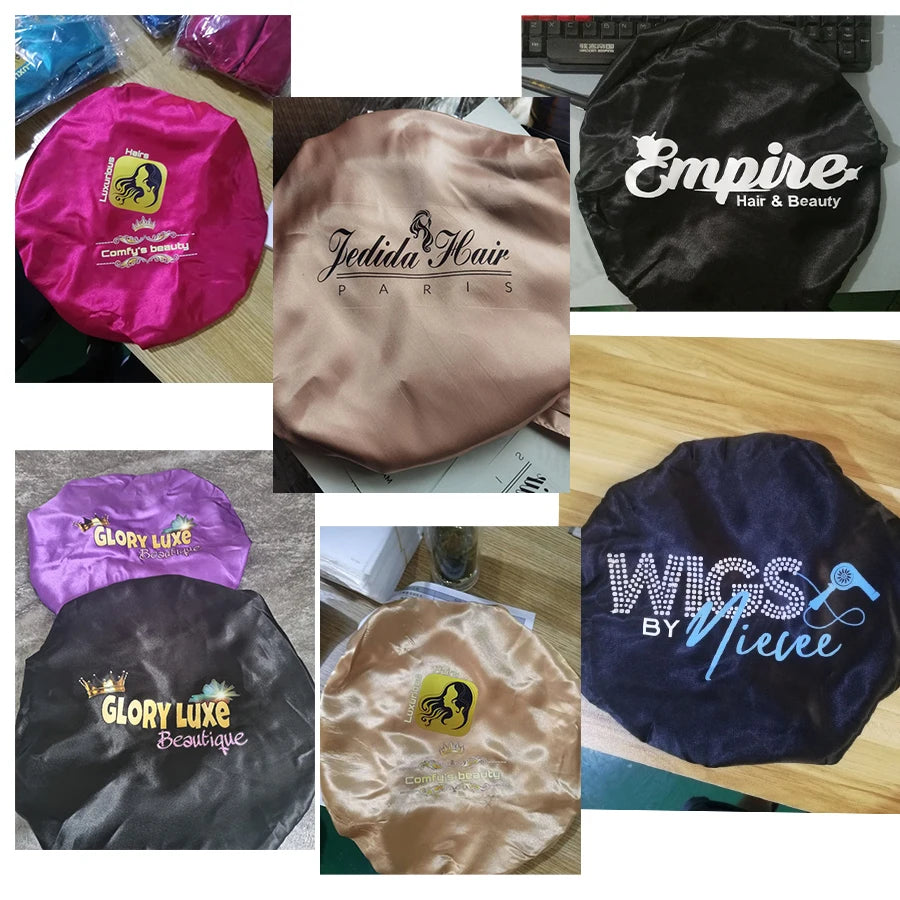 Bonnet de nuit en soie pour femme, noir, rose, violet, avec boucles naturelles bouclées, élastique large et souple, réglable