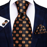 Cravate élégante pour homme, motif cachemire, rayures noires et dorées, en soie, pour mariage, mouchoir, boutons de manchette, pour entreprise, fête, livraison directe