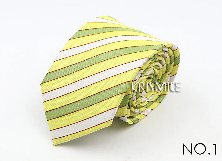Nouvelle cravate classique à rayures et pois pour homme, jacquard, 7 cm, en polyester, étroite, slim, pour mariage, marié, affaires, costume, chemise, cadeau