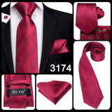 Hi-Tie Coffret cadeau cravate homme vin rouge bordeaux cachemire soie mariage cravate pour homme design tendance qualité mouchoir boutons de manchette livraison directe