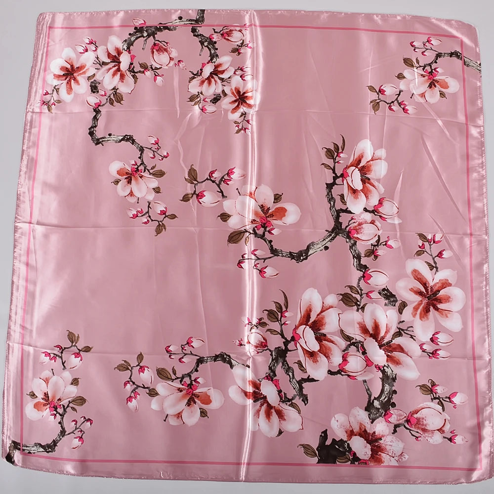 BYSIFA 2020 Rose Dames Foulards Carrés Hijabs Imprimé Mode Élégant Femmes Satin Soie Foulard Foulard De Luxe Doux Cou Foulard