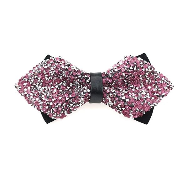 Nœud papillon rose diamant pour homme, nœud papillon strass, accessoire de mariage tendance