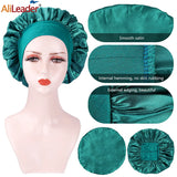 Bonnet de nuit en soie pour femme, noir, rose, violet, avec boucles naturelles bouclées, élastique large et souple, réglable