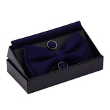 Ensemble de nœuds papillon solides de différentes tailles, haut et bas, nœud papillon uni pour homme, mouchoir, boutons de manchette, coffret cadeau pour hommes, cravates de mode de mariage