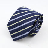 Nouvelle cravate classique à rayures et pois pour homme, jacquard, 7 cm, en polyester, étroite, slim, pour mariage, marié, affaires, costume, chemise, cadeau