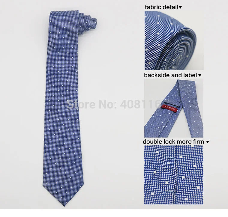 Cravate Huishi 8 cm à pois pour homme, slim, tendance, en polyester et microfibre, à carreaux, pour mariage