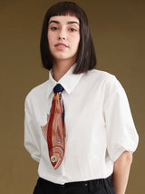 【Biutefou】New Arrival Accessories Women Irregular Fun Fish Embroidery Tie