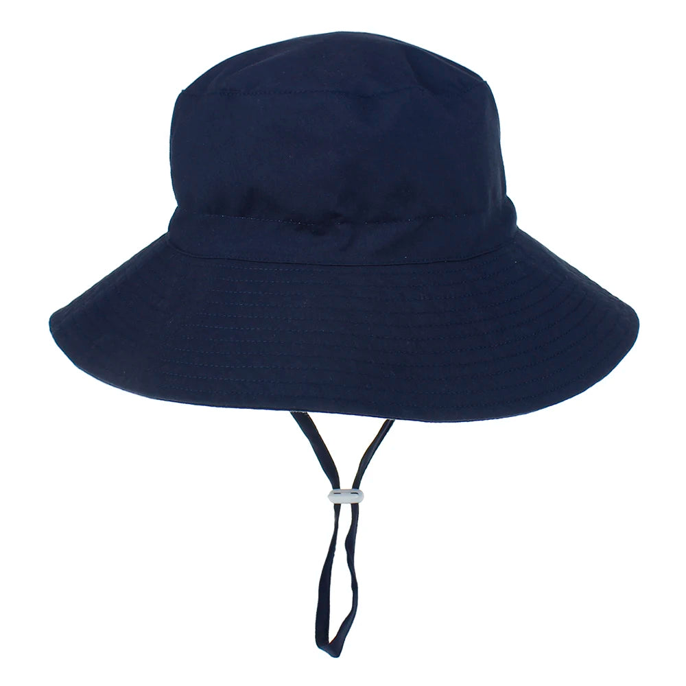Girls Boys Outdoor Anti UV Beach Cap Summer Baby Sun Hat Swimming Hat Kids Bucket Cap with Adjustable Chin Strap 0-8 Years