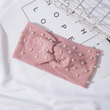 Bow Women's Headbands Pearls Head Bands Knitted Turban Bandana Autumn Winter Elastic Hairband Warm Hair Accessories Headdress