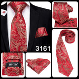 Hi-Tie Coffret cadeau cravate homme vin rouge bordeaux cachemire soie mariage cravate pour homme design tendance qualité mouchoir boutons de manchette livraison directe