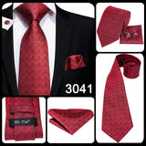 Hi-Tie Coffret cadeau cravate homme vin rouge bordeaux cachemire soie mariage cravate pour homme design tendance qualité mouchoir boutons de manchette livraison directe