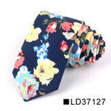 Nouvelle cravate florale pour hommes et femmes, cravate fine en coton pour mariage, cravates décontractées pour hommes, costumes classiques, cravates à imprimé floral