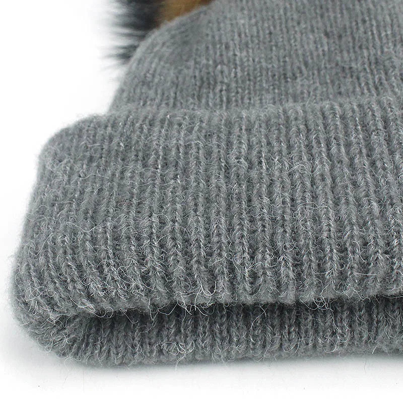 Bonnet écharpe double usage pour femme, bonnet automne-hiver, bonnet à pompon, écharpe couleur pure, fourrure de raton laveur, crâne féminin