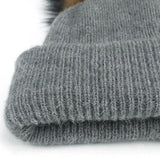 Bonnet écharpe double usage pour femme, bonnet automne-hiver, bonnet à pompon, écharpe couleur pure, fourrure de raton laveur, crâne féminin