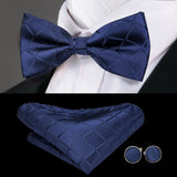 Hi-Tie Nœuds papillon verts de Noël pour hommes Cravate papillon en soie Ensemble de boutons de manchette et mouchoirs pour fête de mariage Nœud papillon uni à carreaux cachemire