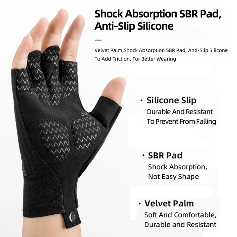 ROCKBROS Gants de cyclisme demi-doigts SBR Pad pour homme et femme, antidérapants, respirants et résistants aux chocs, pour l'été