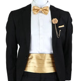 New Fashion Mens Cummerbund Bow Tie Brooch Set Black Red Blue   Waist Seal For Formal Tuxedo Business Suit Dinner Accessories