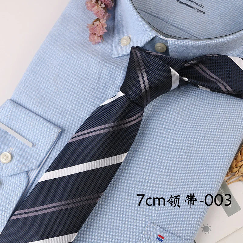 Corbata Hombre corbata 7cm cravates pour hommes de luxe rayures bleues cravate affaires Corbatas Para Hombre Mariage cadeau chemise accessoires