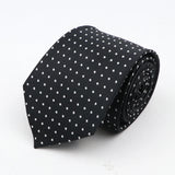 Nouvelle cravate classique à rayures et pois pour homme, jacquard, 7 cm, en polyester, étroite, slim, pour mariage, marié, affaires, costume, chemise, cadeau