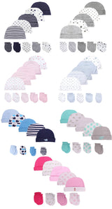 Bonnet et moufles pour nouveau-né, bonnet confortable pour fille et garçon, bonnet et gants en coton pour bébé de 0 à 6 mois