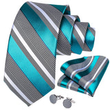 DiBanGu Designer Mens Necktie Striped Floral Paisley Silk Tie Pocket Square Cufflinks Neck Tie Ring Set Suit Wedding Business
