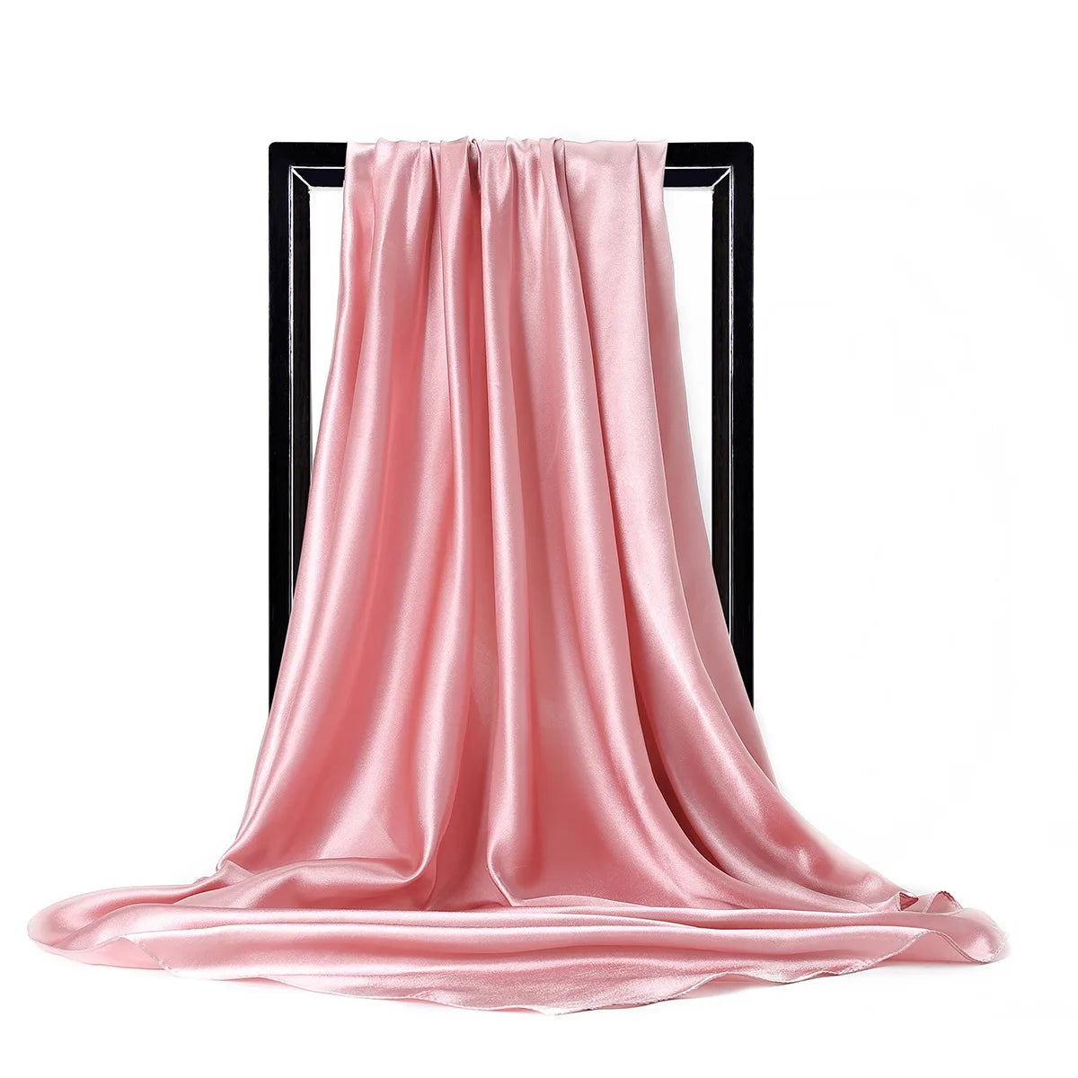 Foulard carré en soie de haute qualité 90 x 90 cm pour femme, châle uni, pour le bureau, pour les cheveux, pour le cou, pour musulmane, en Inde