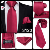 Hi-Tie Coffret cadeau cravate homme vin rouge bordeaux cachemire soie mariage cravate pour homme design tendance qualité mouchoir boutons de manchette livraison directe