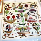 Foulard en soie sergé à motif ballon de dessin animé, fait à la main, bouclé, marque de luxe, carré, hijab, bandana pour femme, foulard de tête, châle