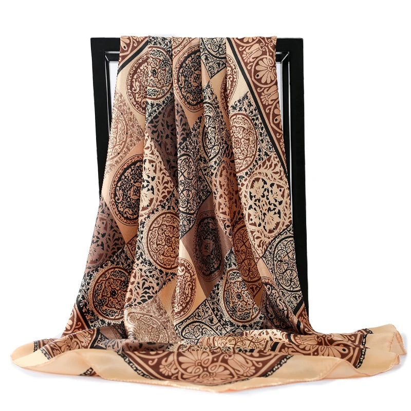 Mode Haar Schal Für Frauen Kopftuch Schwarz Silk Satin Hijab Schals 90cm * 90cm Platz Tücher Halstuch Schals Für damen 2020