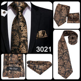 Cravate élégante pour homme, motif cachemire, rayures noires et dorées, en soie, pour mariage, mouchoir, boutons de manchette, pour entreprise, fête, livraison directe