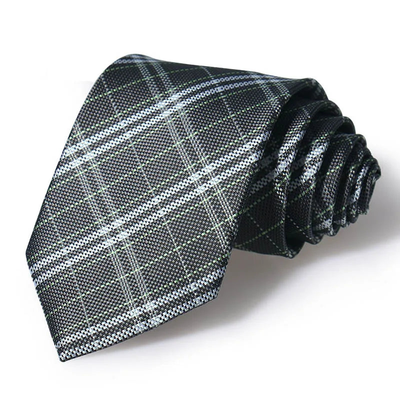 Cravate Huishi 8 cm à pois pour homme, slim, tendance, en polyester et microfibre, à carreaux, pour mariage