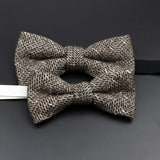 Brand New Wool Bowtie Woven Plaid Stripped Formal Bow Tie Brown Grey Butterfly Mens Wedding Party Dress Shirt Suit Accessories