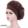 Bonnet de nuit en soie pour femme, noir, rose, violet, avec boucles naturelles bouclées, élastique large et souple, réglable