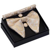 GUSLESON Ensemble de boutons de manchette et pochette pour homme, motif cachemire, bleu, rouge et jaune, avec boîte cadeau, cravate de mariage en soie pour homme