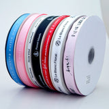 HAOSIHUI 6mm-100mm Ruban plat imprimé personnalisé Logo personnalisé Ruban en polyester Rubans de satin d'anniversaire de mariage 100 yards / lot
