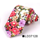 Nouvelle cravate florale pour hommes et femmes, cravate fine en coton pour mariage, cravates décontractées pour hommes, costumes classiques, cravates à imprimé floral