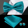 Hi-Tie Nœuds papillon verts de Noël pour hommes Cravate papillon en soie Ensemble de boutons de manchette et mouchoirs pour fête de mariage Nœud papillon uni à carreaux cachemire