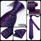 Hi-Tie – Cravate de mariage en soie violette unie à motif cachemire pour homme, ensemble de qualité avec boutons de manchette et mouchoir, cadeau tendance, livraison directe