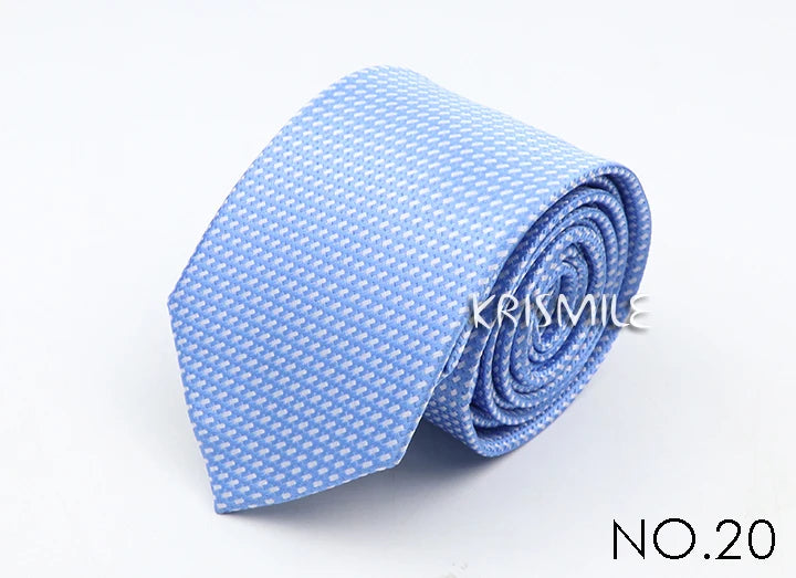 Nouvelle cravate classique à rayures et pois pour homme, jacquard, 7 cm, en polyester, étroite, slim, pour mariage, marié, affaires, costume, chemise, cadeau