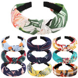 Women Elegant Top Knot Headband Print Dot Hairbands Girls Striped Plaid Flower Hair Hoop Fashion Hair Accessories FG0320
