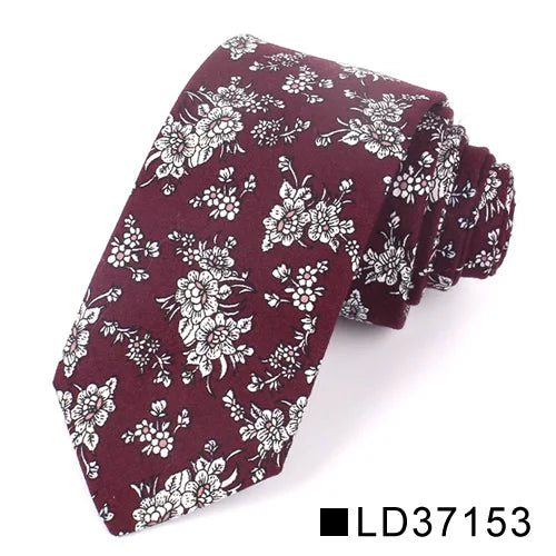 Nouvelle cravate florale pour hommes et femmes, cravate fine en coton pour mariage, cravates décontractées pour hommes, costumes classiques, cravates à imprimé floral