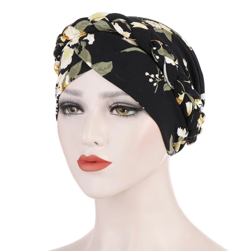 Foulard turban musulman en coton imprimé pour femmes, hijab intérieur islamique, foulards arabes pour la tête, femme musulmane turbante mujer