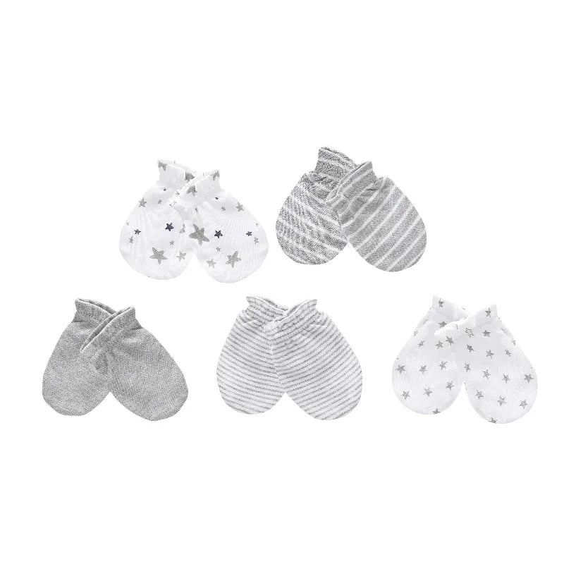 Newborn Boy Girl Hats and Mittens Sets Comfy Infant Baby 5Pcs Caps & 5Pcs Gloves Cotton Toddler Baby Accessorise