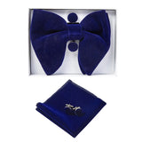 GUSLESON Velvet Big Bow Tie Men's Bowties Pocket Square Cufflinks Set with Gift Box Solid Red Yellow Necktie For Man Wedding