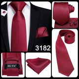 Hi-Tie Coffret cadeau cravate homme vin rouge bordeaux cachemire soie mariage cravate pour homme design tendance qualité mouchoir boutons de manchette livraison directe