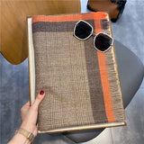 Luxury Brand Winter Plaid Women's Cashmere Scarf Warm Shawls and Wraps Thicked Wool Pashmina Female Blanket Scarves