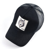 Casquettes de baseball brodées de loup pour hommes, casquette snapback en maille, chapeaux pare-soleil pour femmes, chapeau hip-hop en coton de couleur unie, camionneur
