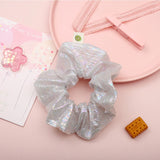 Metallic Laser Elastic Hair Band for Girls Shiny Transparent Scrunchies for Hair Rubber Ties Ponytail Holder Solid Stretch